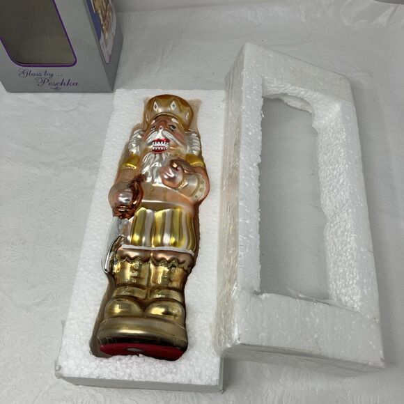 Vintage Hand Blown Glass Gold 10" Nutcracker by Peschka Christmas 1996 Figure - Picture 11 of 16